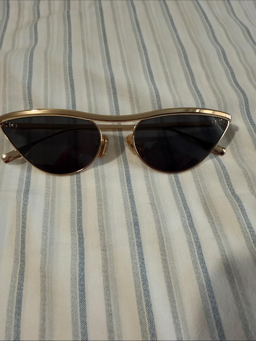 DEZI Gold Cat-Eye Sunglasses with Black Lenses